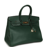 Vintage Hermes Birkin 35 Vert Anglais Ardennes Gold Hardware - Thumbnail View 2