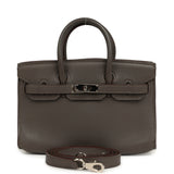 Pre-owned Hermes Micro Birkin 15 Etain Swift Palladium Hardware - Thumbnail View 1