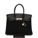Hermes Birkin 30 Cote-a-Cote Tuffetage, Black Swift Permabrass Hardware - Thumbnail View 1