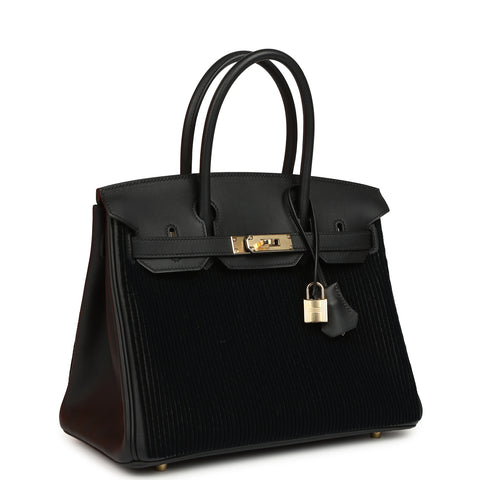 Hermes Birkin 30 Cote-a-Cote Tuffetage, Black Swift Permabrass Hardware