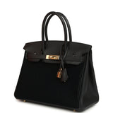Hermes Birkin 30 Cote-a-Cote Tuffetage, Black Swift Permabrass Hardware - Thumbnail View 5