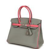 Hermes Special Order (HSS) Birkin 30 Gris Mouette, Rose Azalee Epsom Brushed Palladium Hardware - Thumbnail View 5