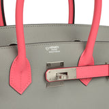 Hermes Special Order (HSS) Birkin 30 Gris Mouette, Rose Azalee Epsom Brushed Palladium Hardware - Thumbnail View 7