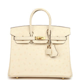 Hermes Birkin 25 Nata Ostrich Boreal Gold Hardware - Thumbnail View 1