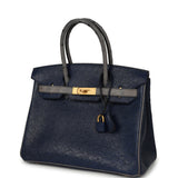 Hermes Special Order (HSS) Birkin 30 Bleu Iris, Gris Agate Ostrich Brushed Gold Hardware - Thumbnail View 5