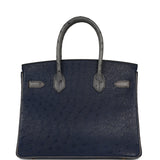 Hermes Special Order (HSS) Birkin 30 Bleu Iris, Gris Agate Ostrich Brushed Gold Hardware - Thumbnail View 4