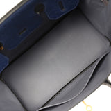 Hermes Special Order (HSS) Birkin 30 Bleu Iris, Gris Agate Ostrich Brushed Gold Hardware - Thumbnail View 8