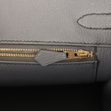 Hermes Special Order (HSS) Birkin 30 Bleu Iris, Gris Agate Ostrich Brushed Gold Hardware - Thumbnail View 9
