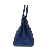 Vintage Hermes Birkin 35 Bleu Saphir Fjord Palladium Hardware - Thumbnail View 3