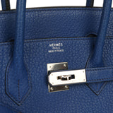 Vintage Hermes Birkin 35 Bleu Saphir Fjord Palladium Hardware - Thumbnail View 7