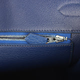 Vintage Hermes Birkin 35 Bleu Saphir Fjord Palladium Hardware - Thumbnail View 9