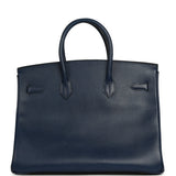 Vintage Hermes Birkin 35 Bleu Marine Ardennes Gold Hardware - Thumbnail View 3