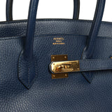 Vintage Hermes Birkin 35 Bleu Marine Ardennes Gold Hardware - Thumbnail View 7