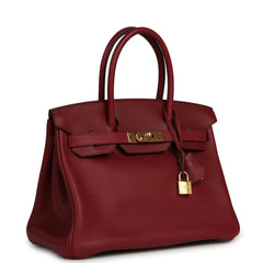 Pre-owned Hermes Birkin 30 Rouge Vif Jonathan Gold Hardware