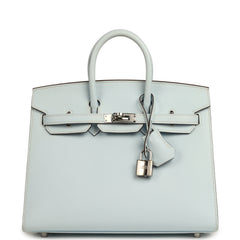 Hermes Birkin Sellier 25 Bleu Brume Epsom Palladium Hardware