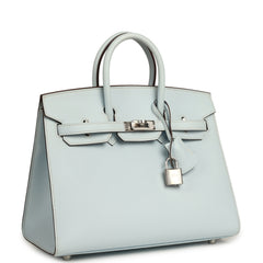 Hermes Birkin Sellier 25 Bleu Brume Epsom Palladium Hardware