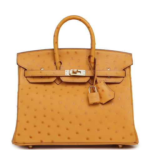 Hermes Birkin 25 Safran Ostrich Gold Hardware