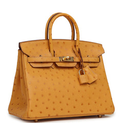 Hermes Birkin 25 Safran Ostrich Gold Hardware