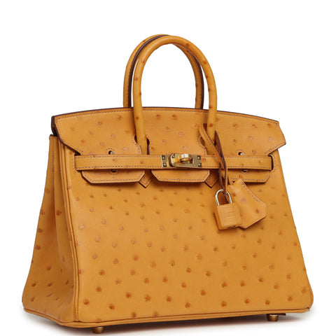 Hermes Birkin 25 Safran Ostrich Gold Hardware