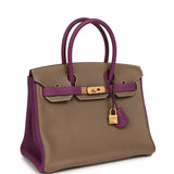 Hermes Special Order (HSS) Birkin 30 Etoupe, Anemone Togo Brushed Gold Hardware - Thumbnail View 2