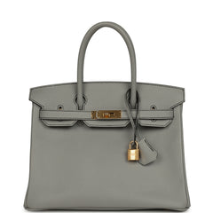 Pre-owned Hermes Special Order (HSS) Birkin 30 Gris Mouette Verso Epsom Gold Hardware