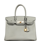 Pre-owned Hermes Special Order (HSS) Birkin 30 Gris Mouette Verso Epsom Gold Hardware - Thumbnail View 1