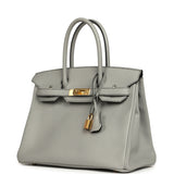 Pre-owned Hermes Special Order (HSS) Birkin 30 Gris Mouette Verso Epsom Gold Hardware - Thumbnail View 5