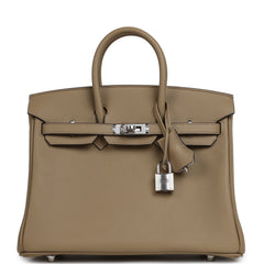 Hermes Birkin 25 Eclat Beige Marfa, Gris Pale Swift Palladium Hardware