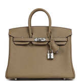 Hermes Birkin 25 Eclat Beige Marfa, Gris Pale Swift Palladium Hardware - Thumbnail View 1