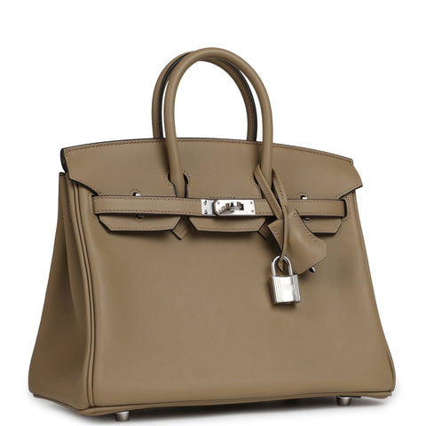 Hermes Birkin 25 Eclat Beige Marfa, Gris Pale Swift Palladium Hardware