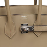 Hermes Birkin 25 Eclat Beige Marfa, Gris Pale Swift Palladium Hardware - Thumbnail View 7