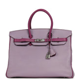 Pre-owned Hermes Special Order (HSS) Birkin 35 Lilac, Cyclamen Chevre Mysore Palladium Hardware - Thumbnail View 1
