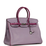Pre-owned Hermes Special Order (HSS) Birkin 35 Lilac, Cyclamen Chevre Mysore Palladium Hardware - Thumbnail View 2