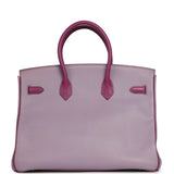 Pre-owned Hermes Special Order (HSS) Birkin 35 Lilac, Cyclamen Chevre Mysore Palladium Hardware - Thumbnail View 4