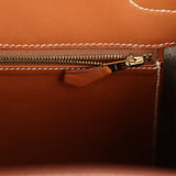 Pre-owned Hermes Birkin 35 Flag Fauve Barenia, Ecru-Black Toile, Bleu Orage Toile Canvas Permabrass Hardware - Thumbnail View 10