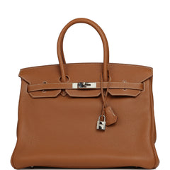 Pre-owned Hermes Birkin 35 Gold Togo Palladium Hardware