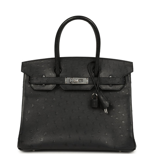 Hermes Birkin 30 Black Ostrich Palladium Hardware