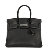 Hermes Birkin 30 Black Ostrich Palladium Hardware - Thumbnail View 1