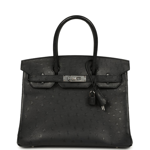 Hermes Birkin 30 Black Ostrich Palladium Hardware