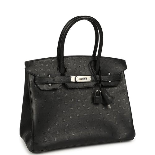 Hermes Birkin 30 Black Ostrich Palladium Hardware