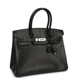 Hermes Birkin 30 Black Ostrich Palladium Hardware - Thumbnail View 2