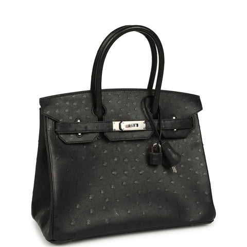 Hermes Birkin 30 Black Ostrich Palladium Hardware