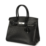 Hermes Birkin 30 Black Ostrich Palladium Hardware - Thumbnail View 5