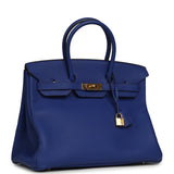 Pre-owned Hermes Birkin 35 Bleu Royal Togo Gold Hardware - Thumbnail View 2