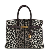 Custom Leopard Swarovski Crystal Hermes Birkin 30 Raisin Togo Gold Hardware - Thumbnail View 1