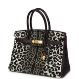 Custom Leopard Swarovski Crystal Hermes Birkin 30 Raisin Togo Gold Hardware - Thumbnail View 5