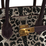 Custom Leopard Swarovski Crystal Hermes Birkin 30 Raisin Togo Gold Hardware - Thumbnail View 7
