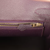 Custom Leopard Swarovski Crystal Hermes Birkin 30 Raisin Togo Gold Hardware - Thumbnail View 9