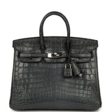 Pre-owned Hermes Birkin 25 Plomb Matte Niloticus Crocodile Palladium Hardware - Thumbnail View 1