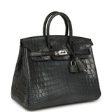 Pre-owned Hermes Birkin 25 Plomb Matte Niloticus Crocodile Palladium Hardware - Thumbnail View 2